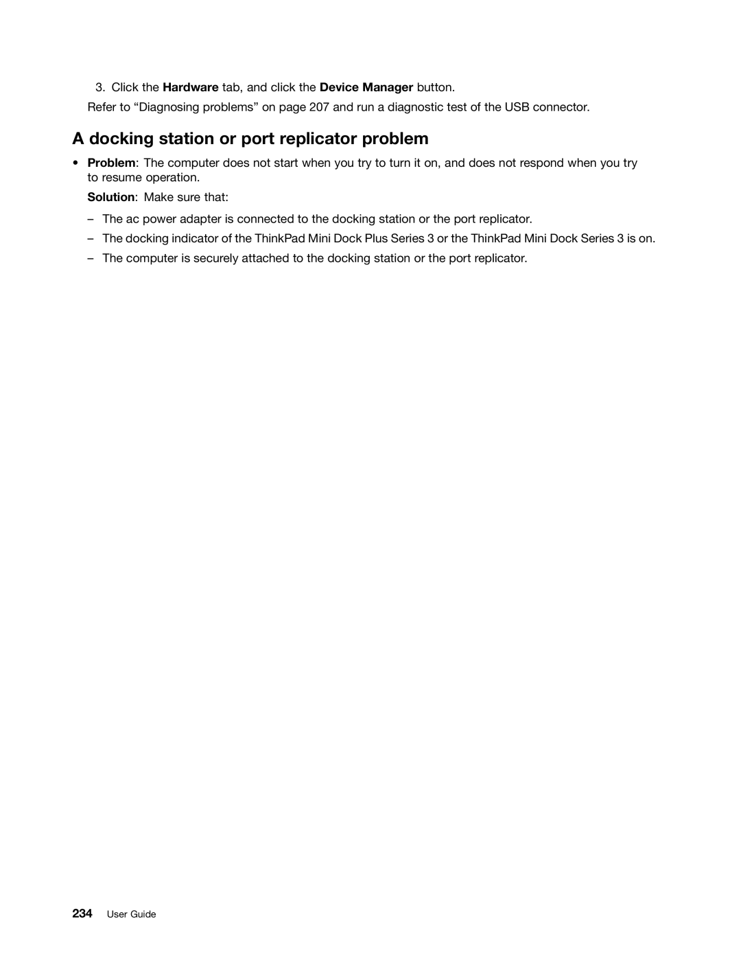 Lenovo 429040 manual Docking station or port replicator problem 