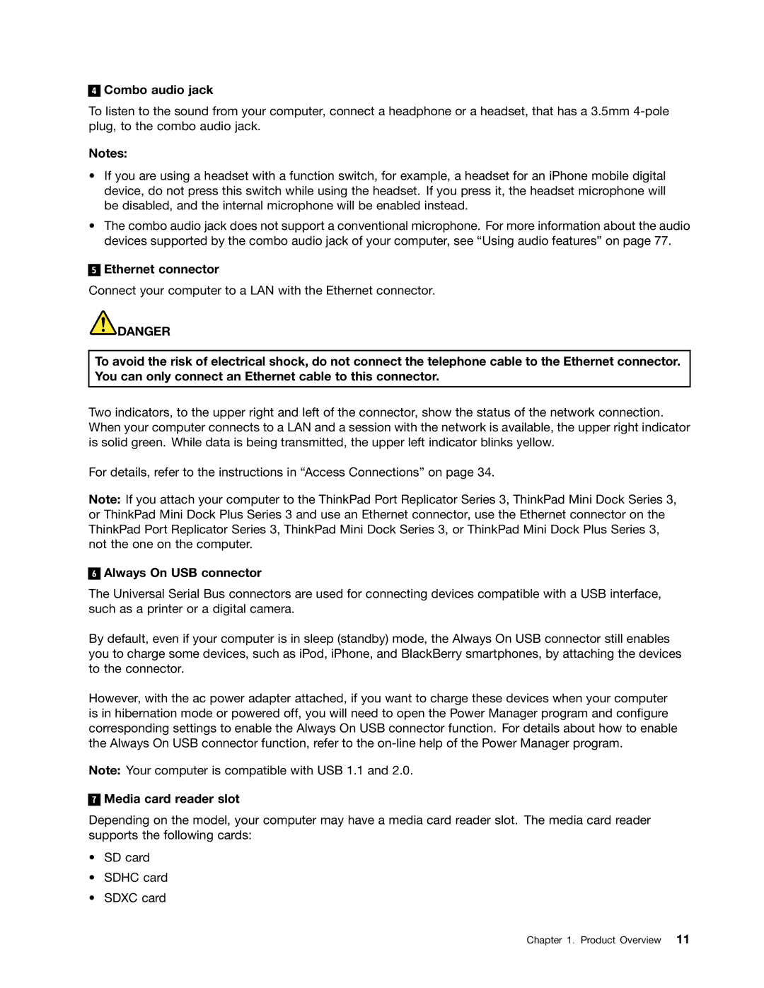 Lenovo 429040 manual Combo audio jack 