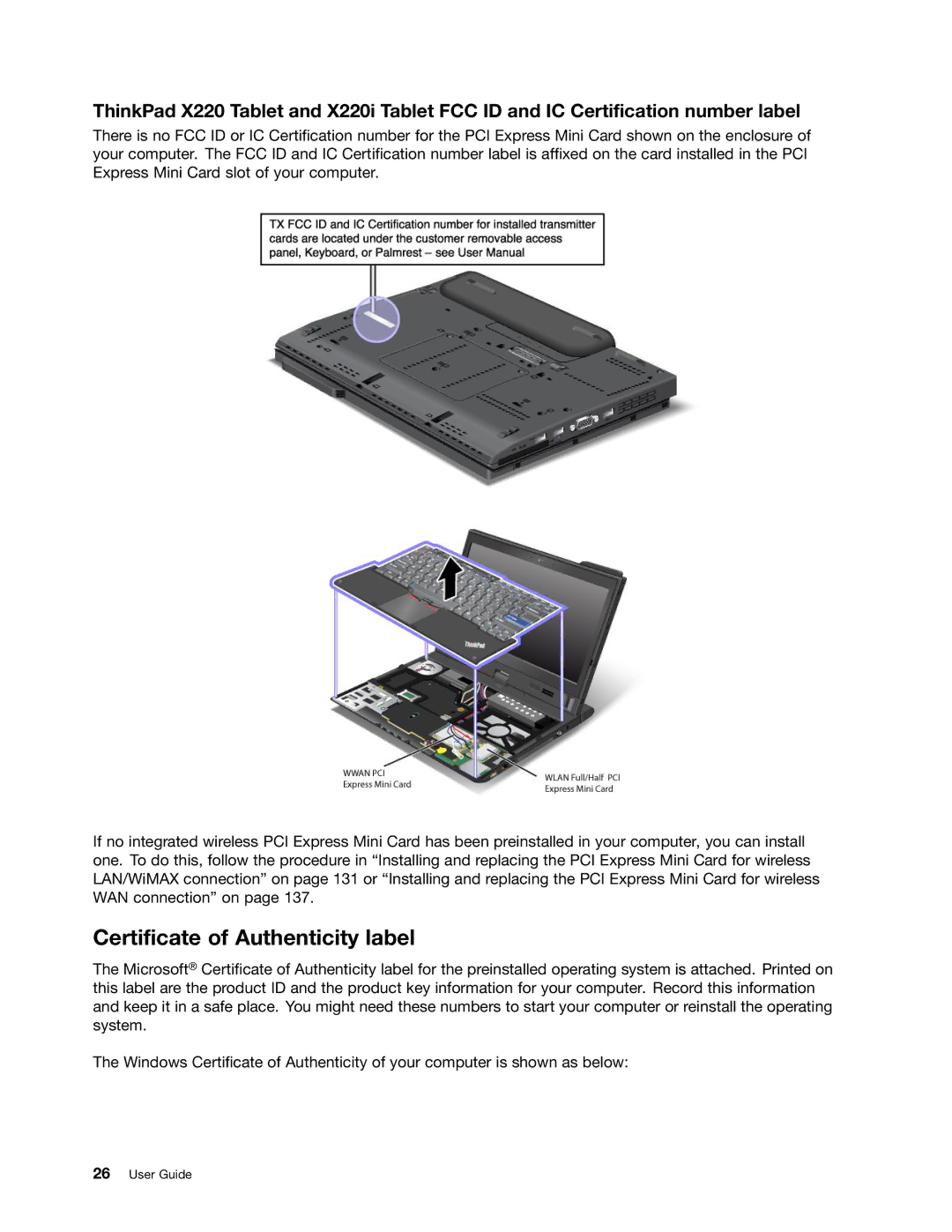 Lenovo 429040 manual Certificate of Authenticity label 