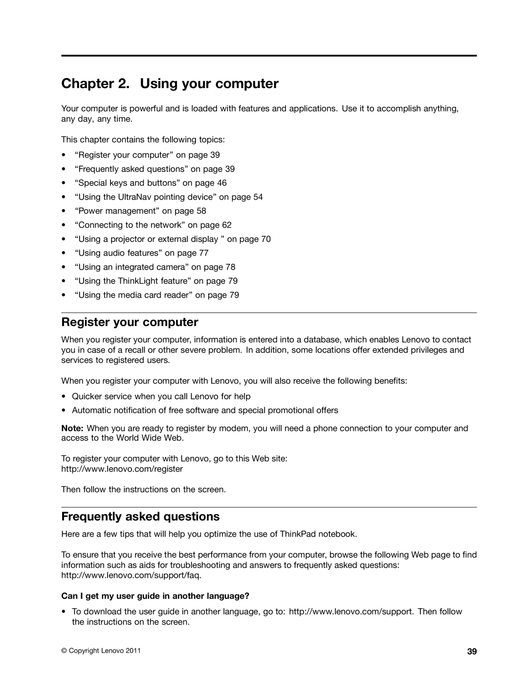 Lenovo 429040 manual Using your computer, Register your computer, Frequently asked questions 