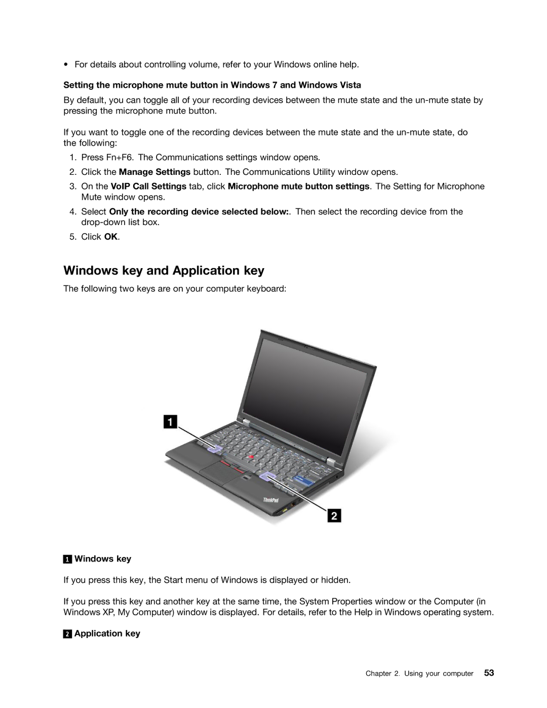 Lenovo 429040 manual Windows key and Application key 