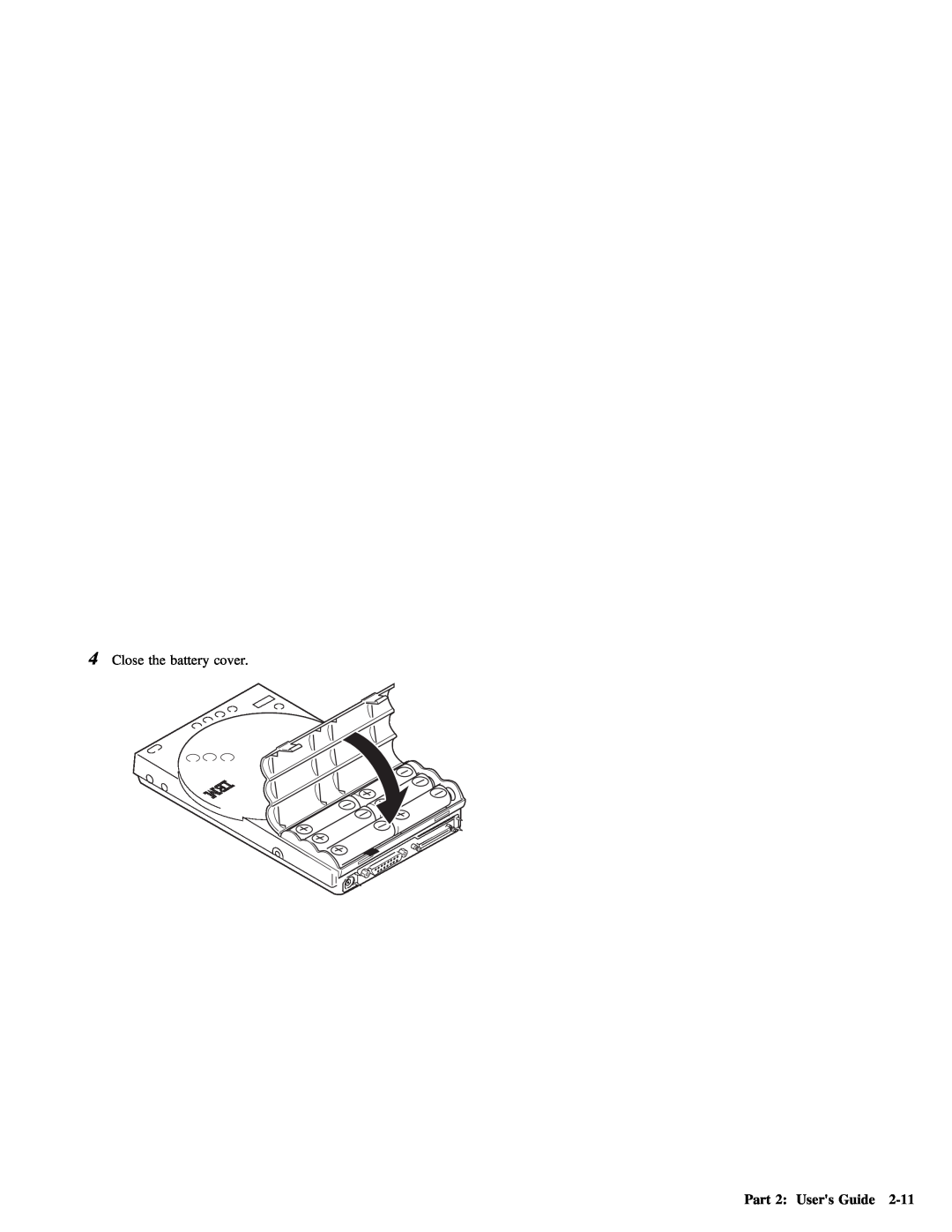 Lenovo 4304493 manual 2-11, Close the battery cover, Part 2 Users Guide 