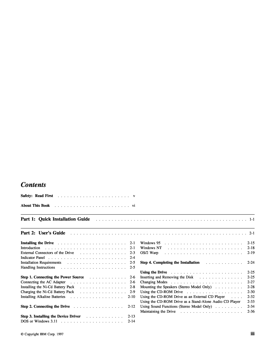 Lenovo 4304493 manual Contents, Part 2 Users Guide, Installation Guide, Read First, Book 