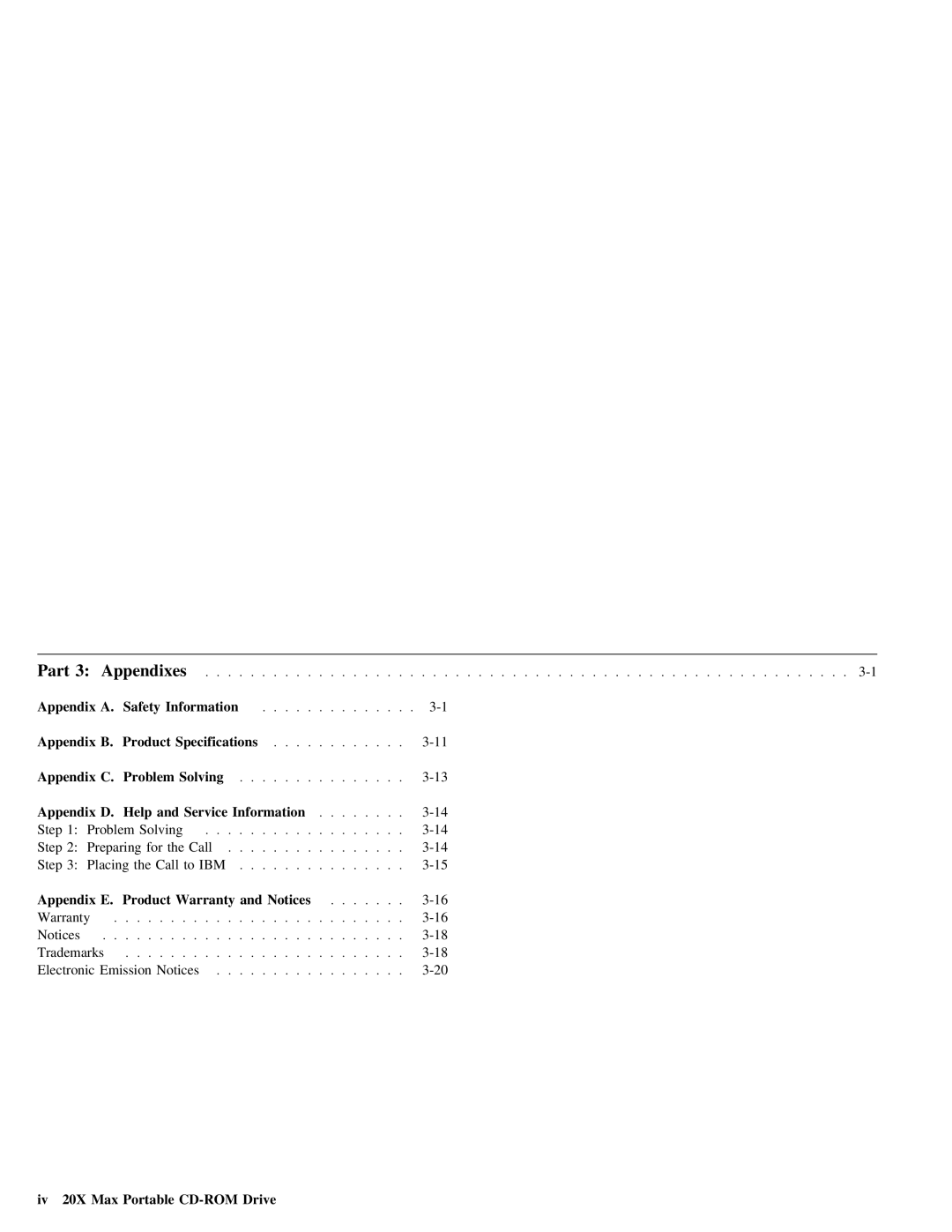 Lenovo 4304493 manual Solving, Product, Iv 20X Max Portable CD-ROM Drive 