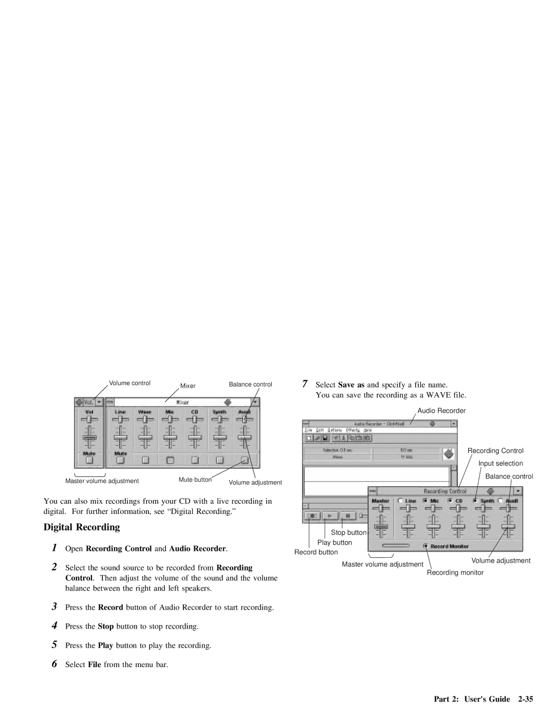 Lenovo 4304493 manual Mix, With a, Digital For, Recorder, Sound and the volume 