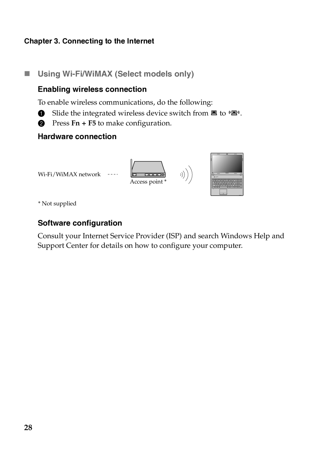 Lenovo G575, 4334EAU, G570, G475, G470 manual Hardware connection, Software configuration 