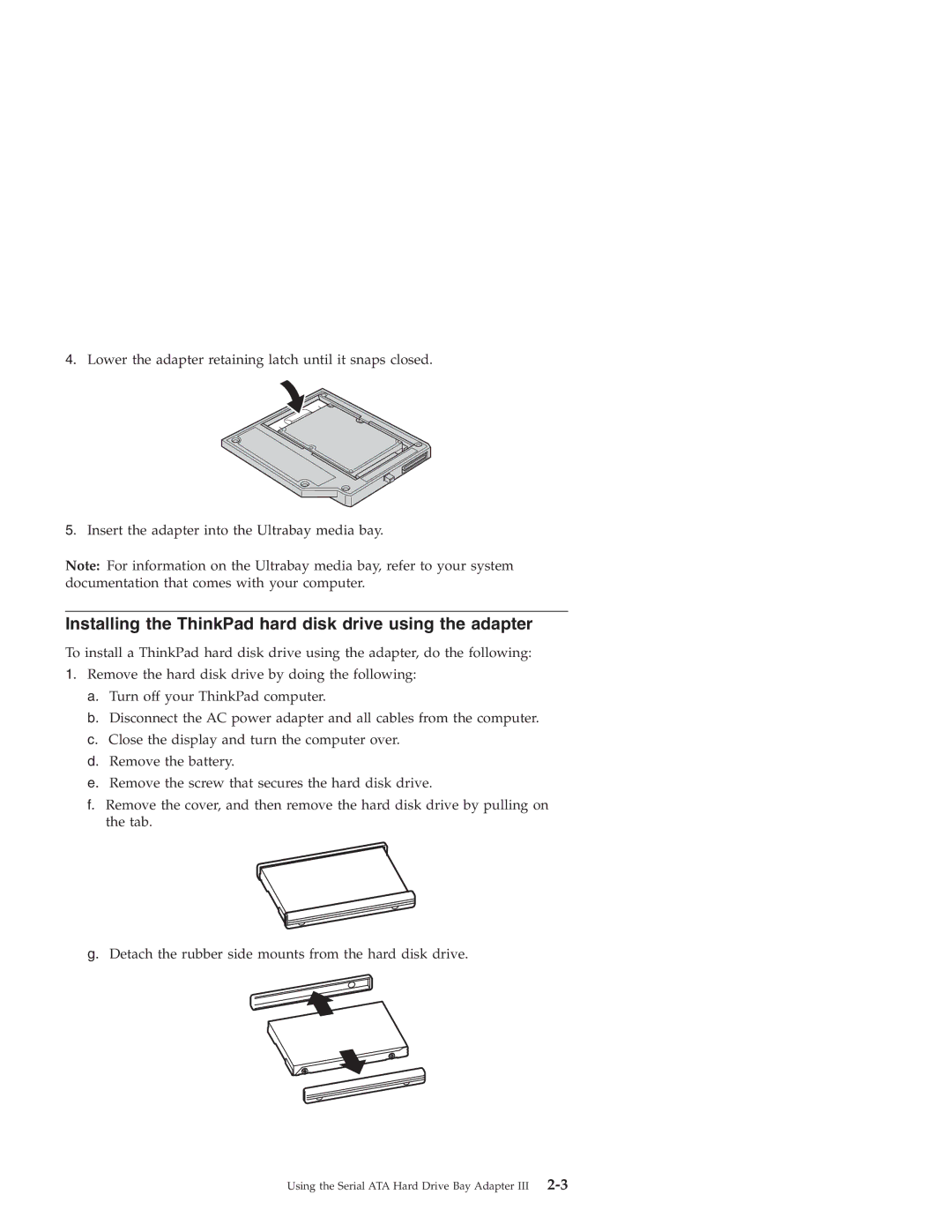 Lenovo 43N3412 manual Installing the ThinkPad hard disk drive using the adapter 