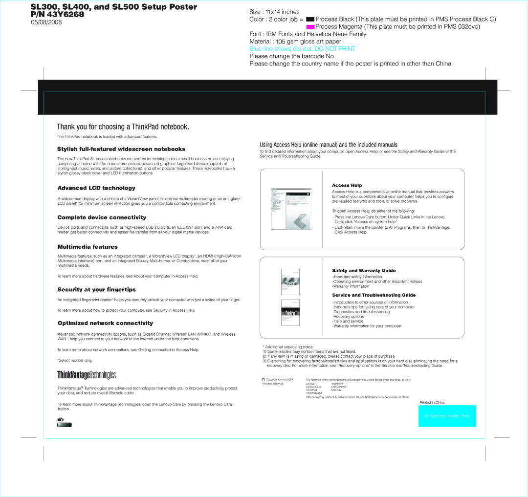 Lenovo 43Y6268 warranty 05/08/2008, Using Access Help online manual and the included manuals 