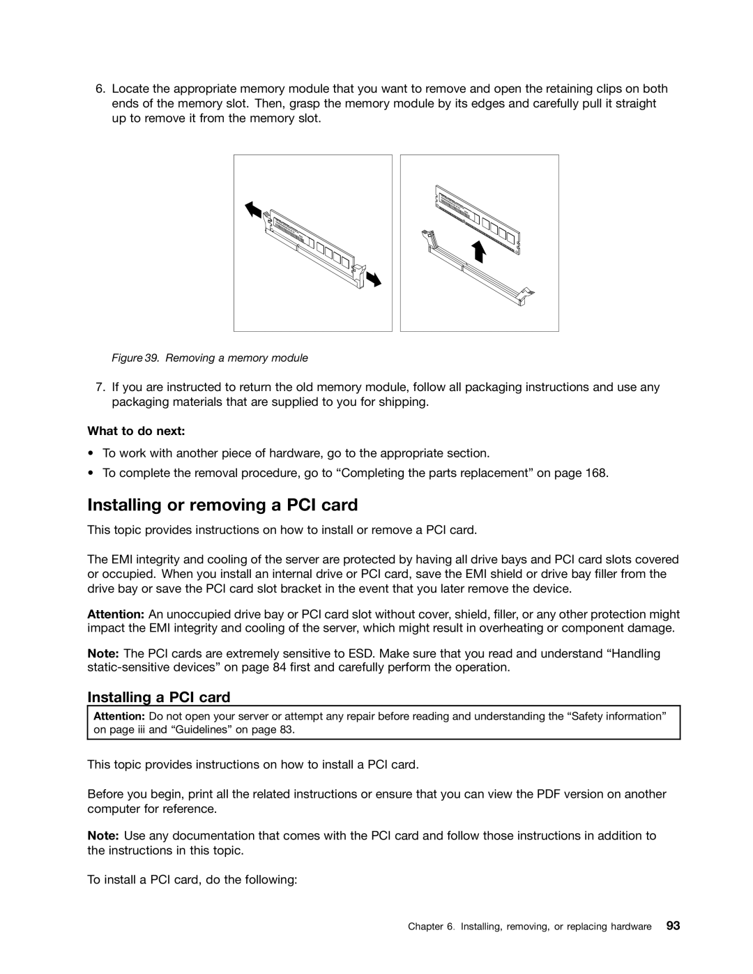 Lenovo 393, 441, 392, 391, 388, 389, 387, 390 manual Installing or removing a PCI card, Installing a PCI card 