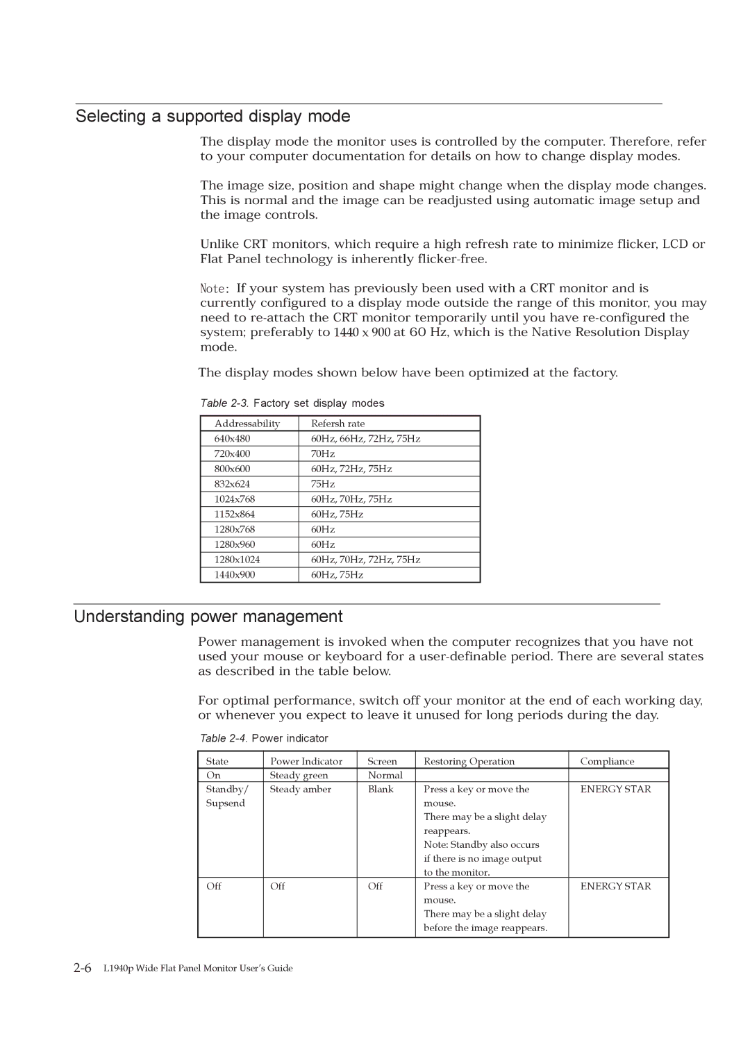 Lenovo 4424-HB6 manual Selecting a supported display mode 