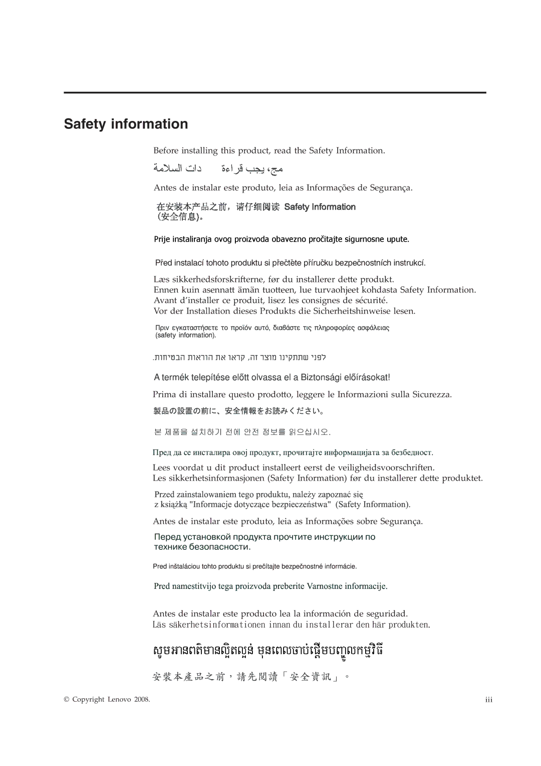 Lenovo 4424-HB6 manual 3AFETY Information 