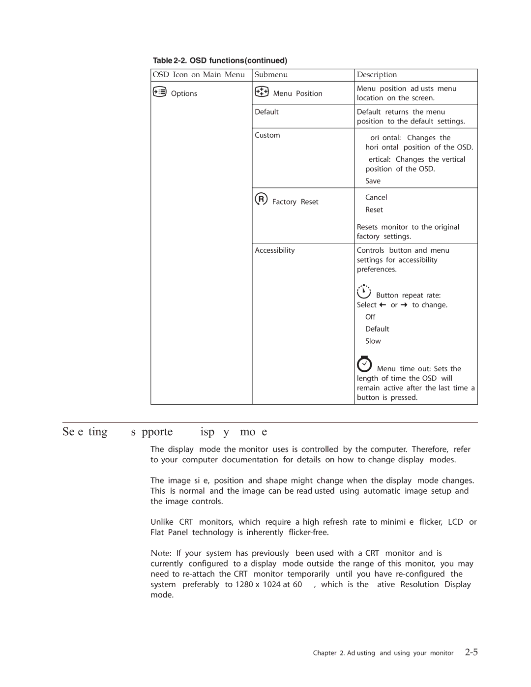 Lenovo 4428-AB1 manual Selecting a supported display mode 