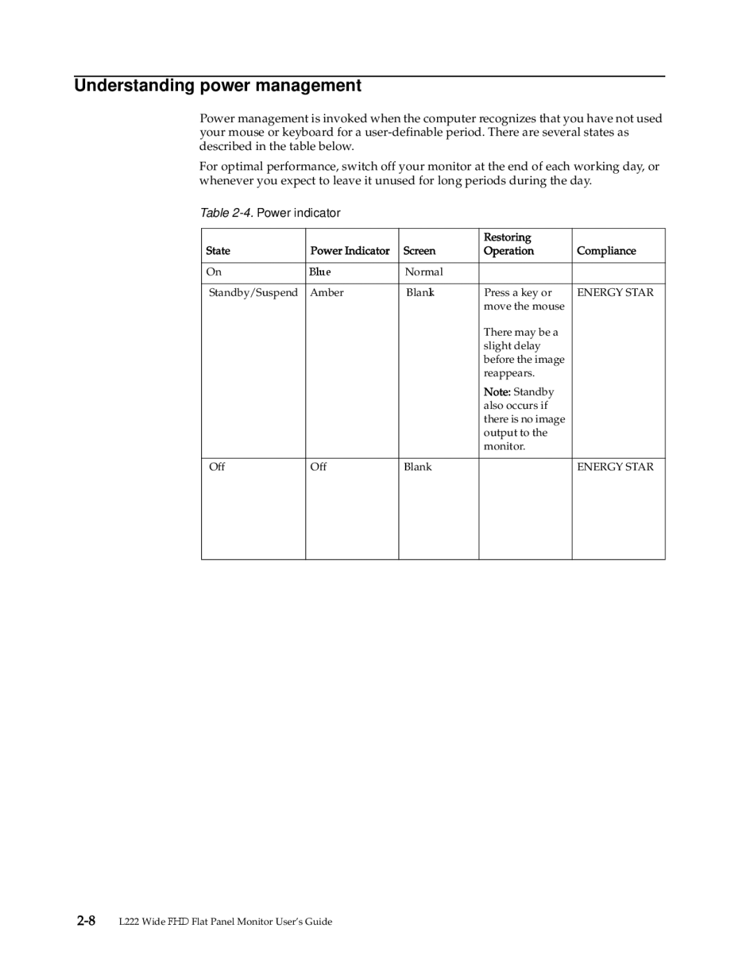 Lenovo 4432-HF1 manual Understanding power management, Power indicator, Energy Star 