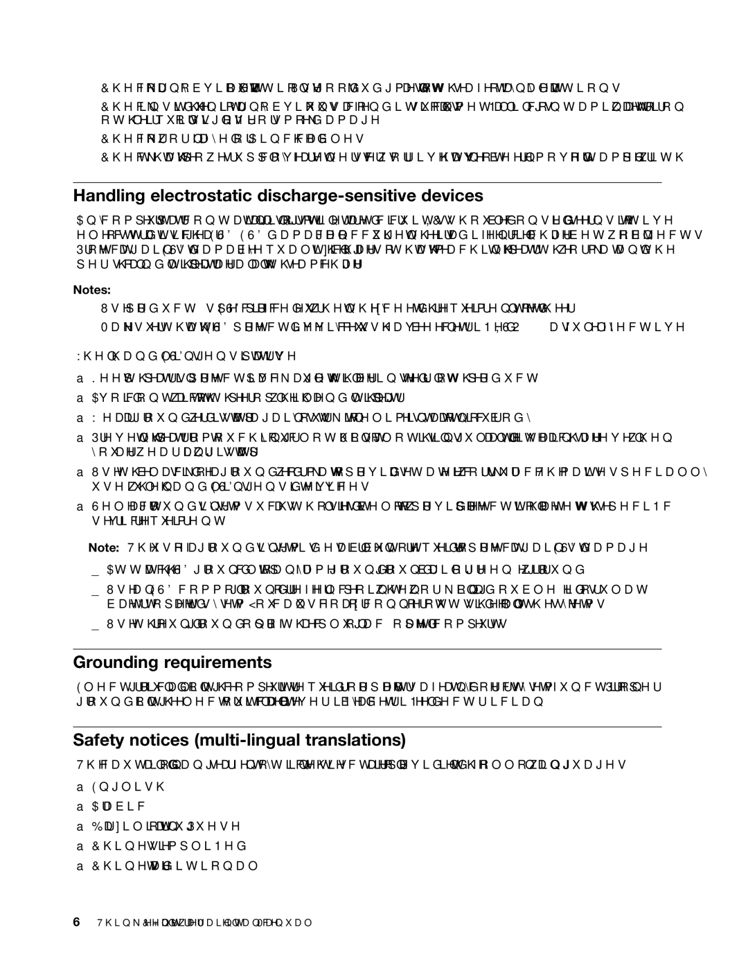 Lenovo 4479, 4471, 4466, 4498, 4480, 4485, 4474, 4496 Handling electrostatic discharge-sensitive devices, Grounding requirements 