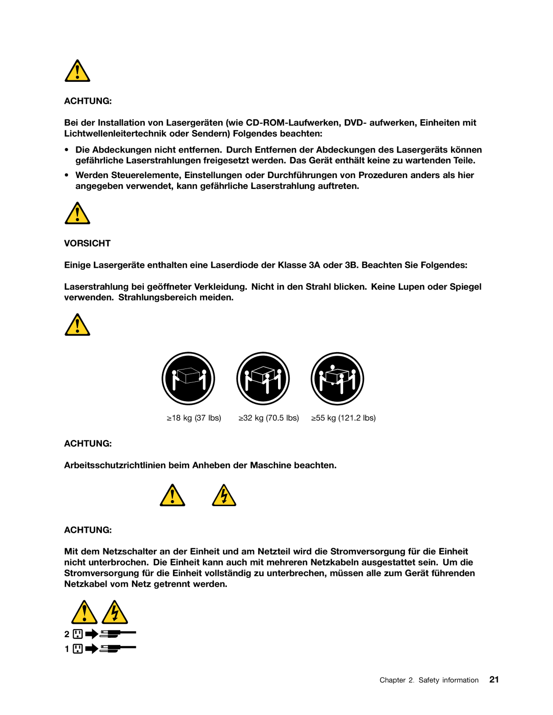 Lenovo 4479, 4471, 4466, 4498, 4480, 4485, 4474, 4496, 4477, 4497, 4476, 4495, 4499, 4473, 4468 manual Achtung 