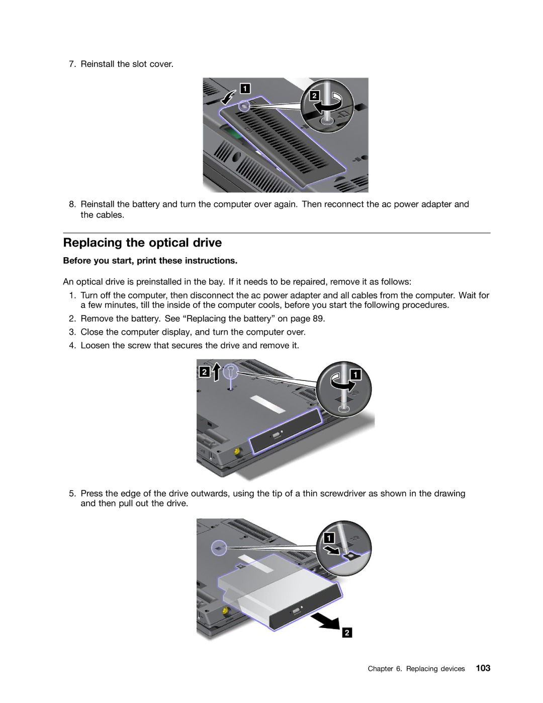 Lenovo 5016W78 manual Replacing the optical drive, Before you start, print these instructions 