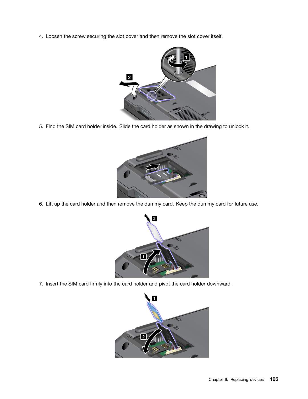 Lenovo 5016W78 manual Replacing devices 