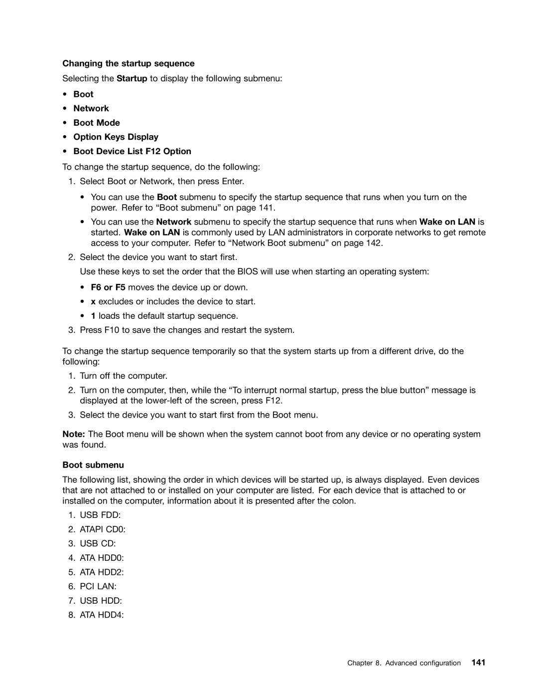 Lenovo 5016W78 manual Changing the startup sequence, Boot submenu 