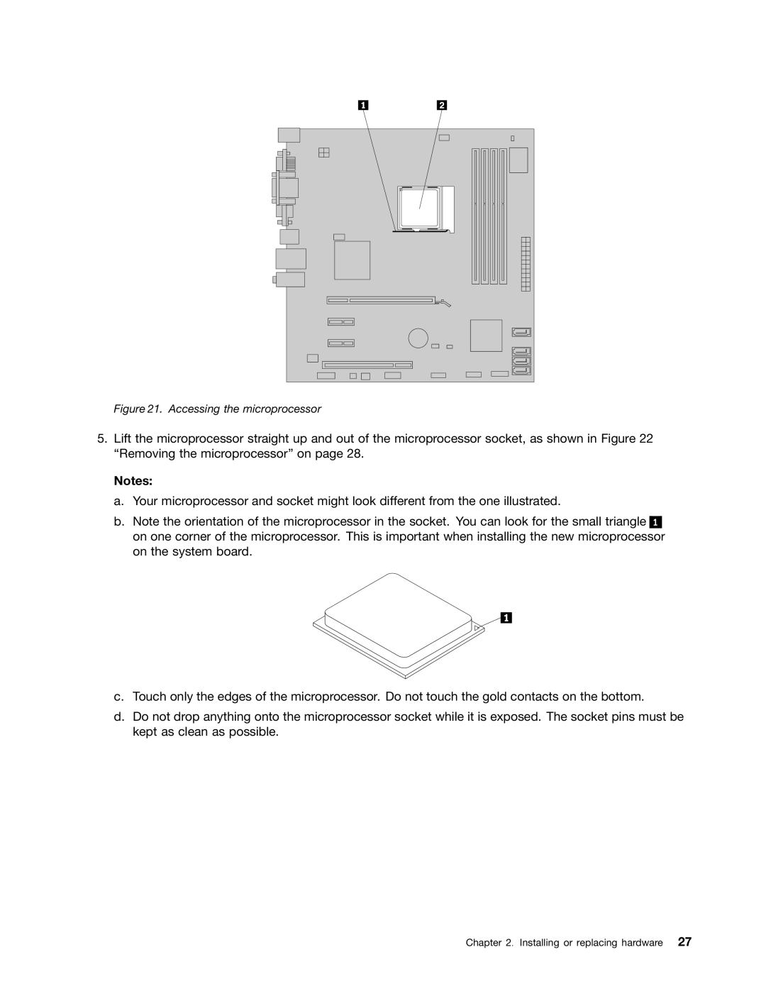 Lenovo 5059, 5063, 5065, 5053, 5044, 5061, 5041, 5051, 5055, 5057, 4162 manual Accessing the microprocessor 