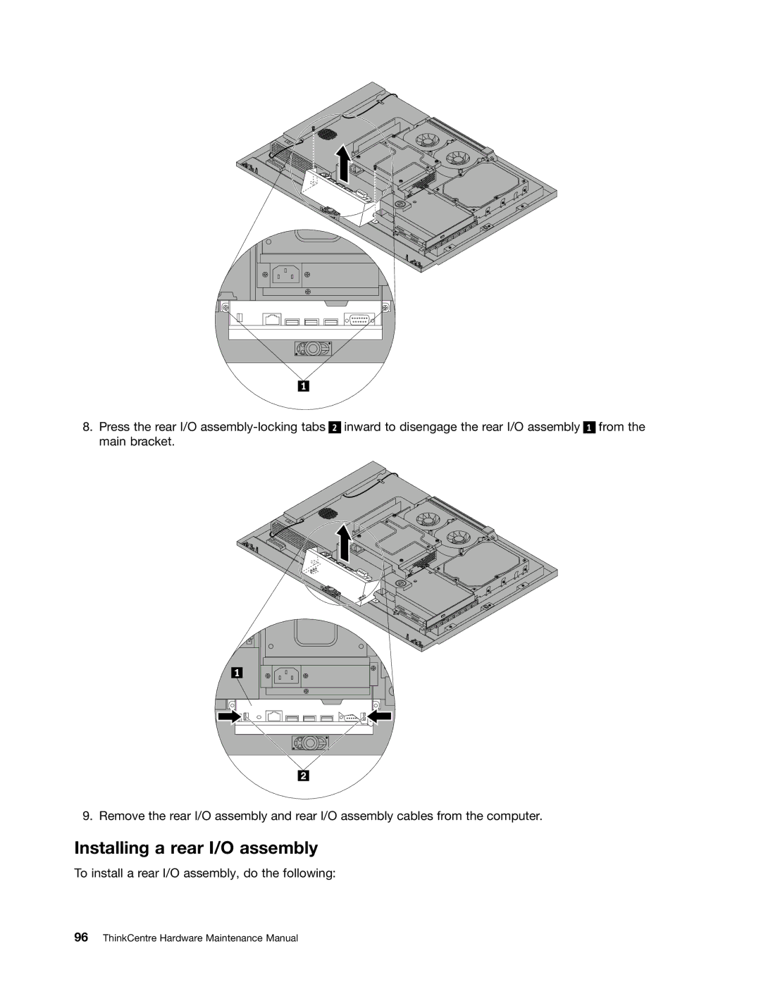 Lenovo 5150, 5106, 5114, 5110 manual Installing a rear I/O assembly 