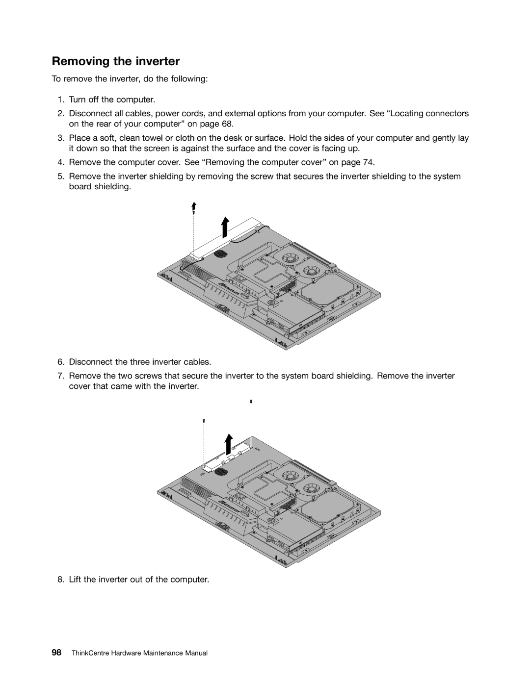 Lenovo 5106, 5114, 5150, 5110 manual Removing the inverter 