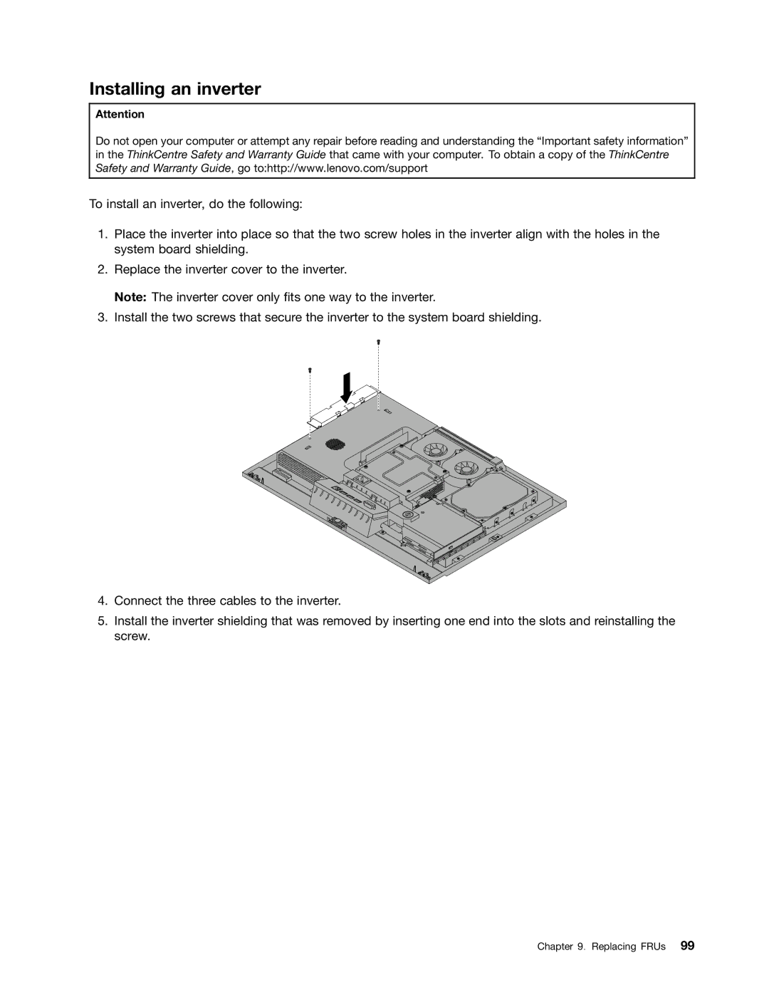 Lenovo 5114, 5106, 5150, 5110 manual Installing an inverter 