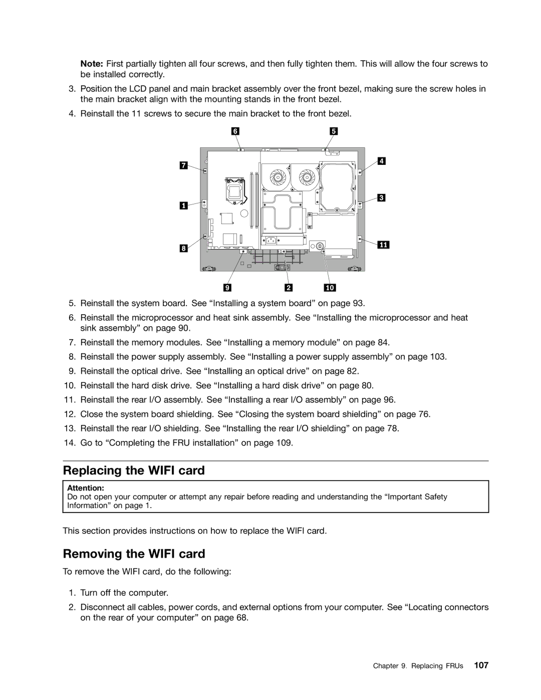 Lenovo 5114, 5106, 5150, 5110 manual Replacing the Wifi card, Removing the Wifi card 