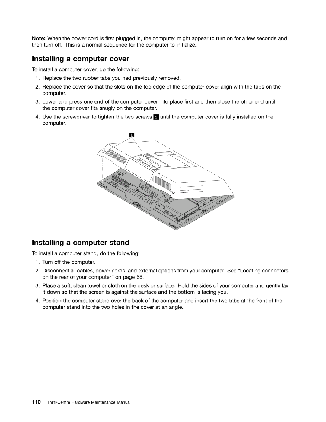 Lenovo 5106, 5114, 5150, 5110 manual Installing a computer cover, Installing a computer stand 