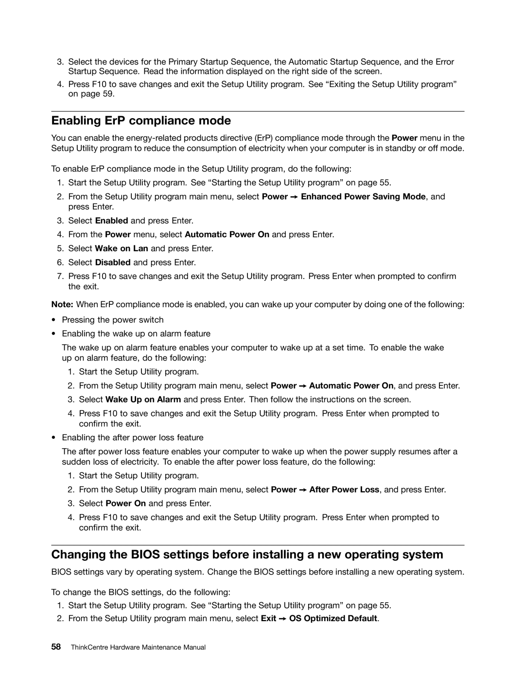 Lenovo 5106, 5114, 5150, 5110 manual Enabling ErP compliance mode 