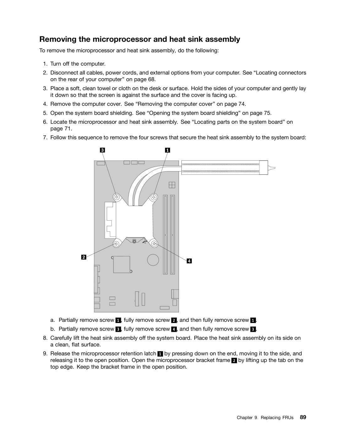 Lenovo 5110, 5106, 5114, 5150 manual Removing the microprocessor and heat sink assembly 