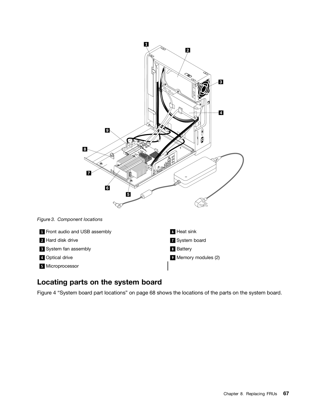 Lenovo 5354, 5214, 3425, 3980 manual Locating parts on the system board, Component locations 