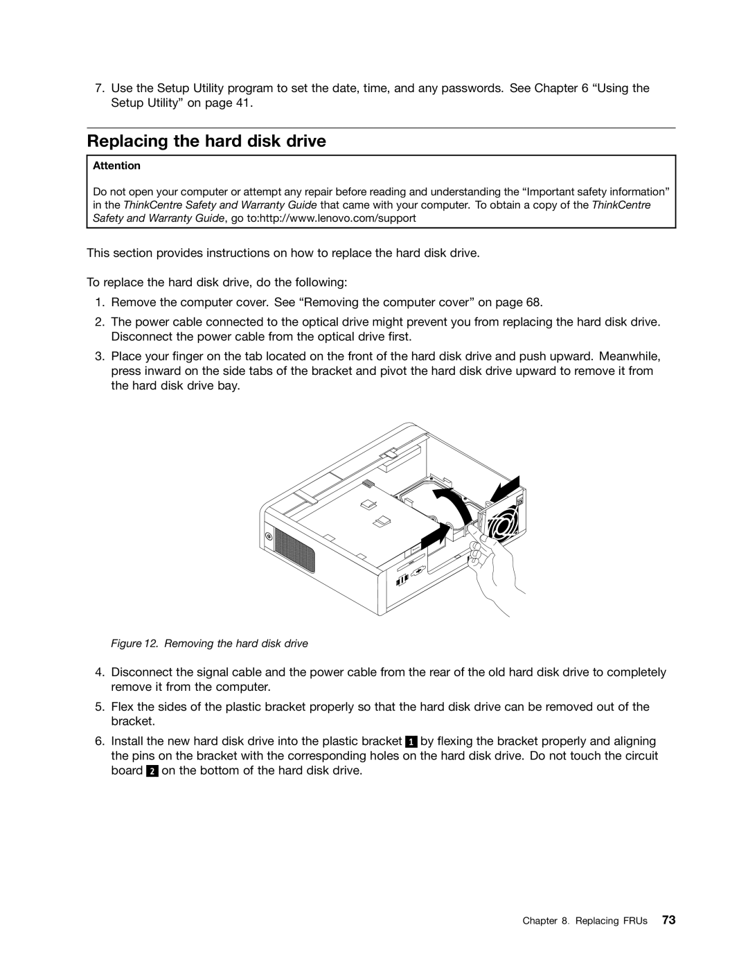 Lenovo 3980, 5214, 5354, 3425 manual Replacing the hard disk drive, Removing the hard disk drive 