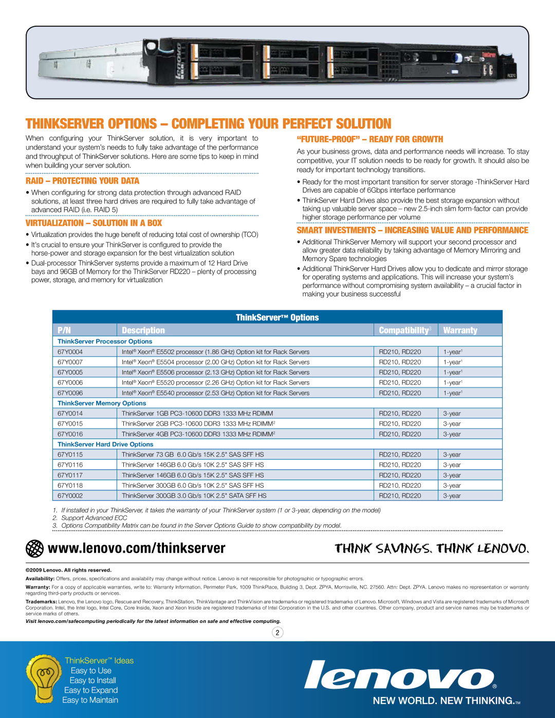 Lenovo 5500 Series manual RAID protecting your data, Virtualization solution in a box, Future-Proof ready for growth 