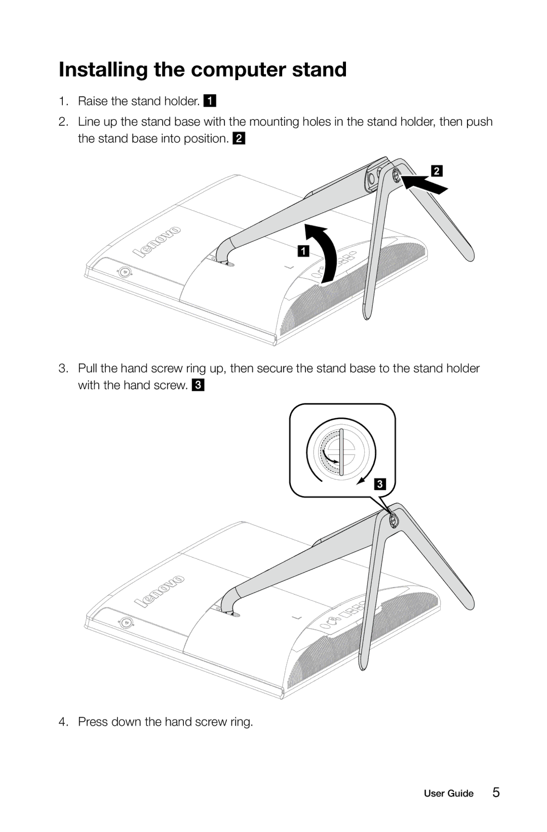 Lenovo 57315616 manual Installing the computer stand 