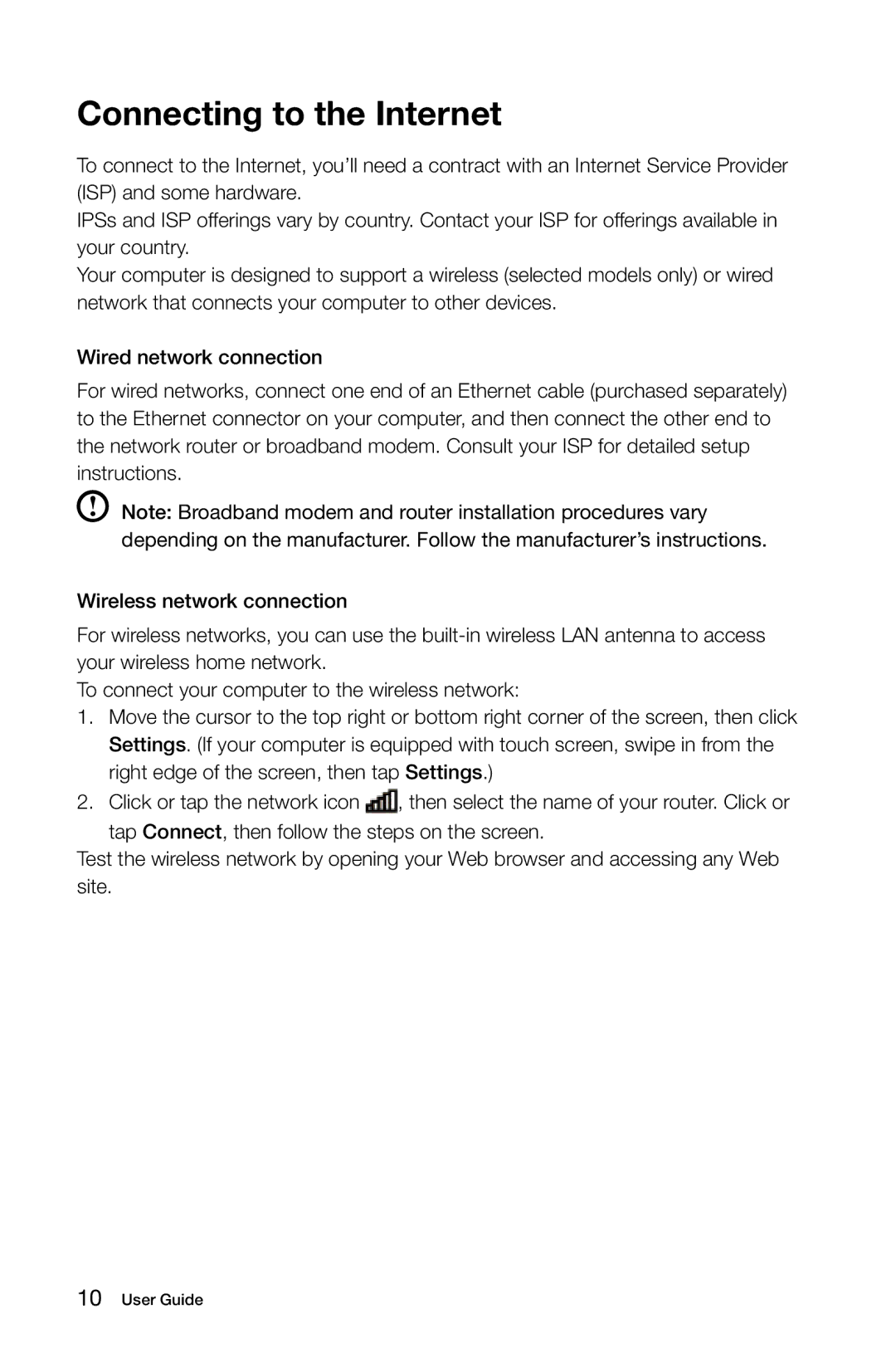 Lenovo 57315616 manual Connecting to the Internet 