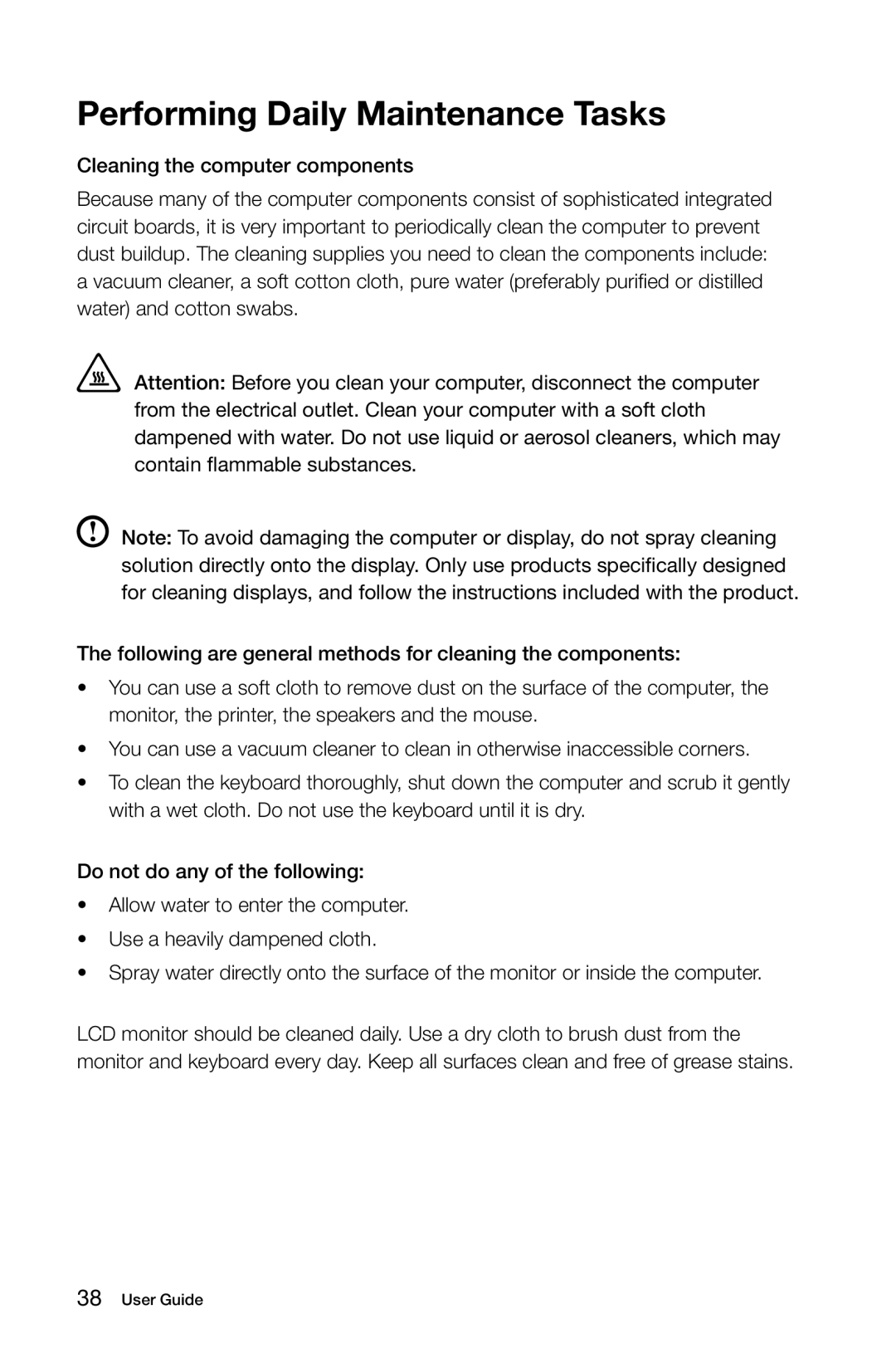 Lenovo 57315616 manual Performing Daily Maintenance Tasks 