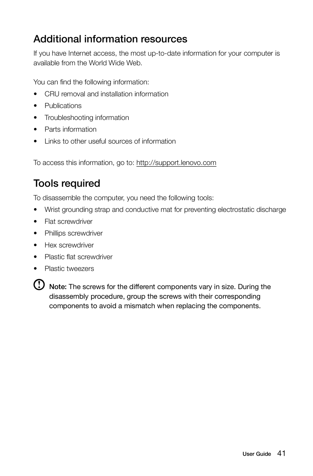 Lenovo 57315616 manual Additional information resources, Tools required 