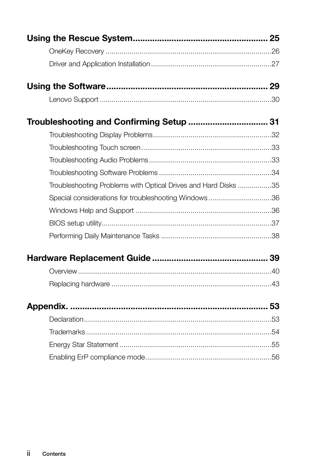 Lenovo 57315616 manual Using the Rescue System 