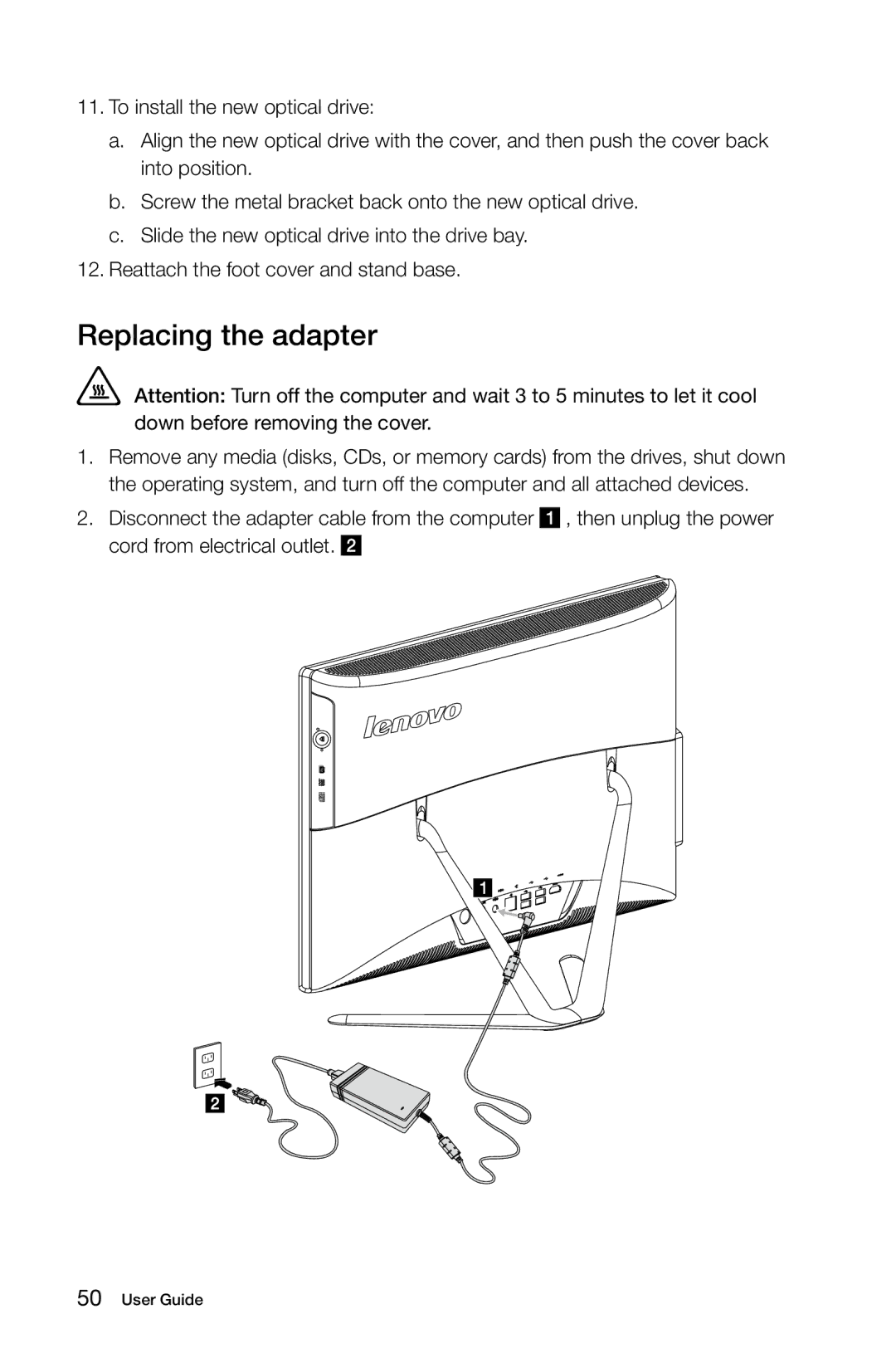 Lenovo 57315616 manual Replacing the adapter 