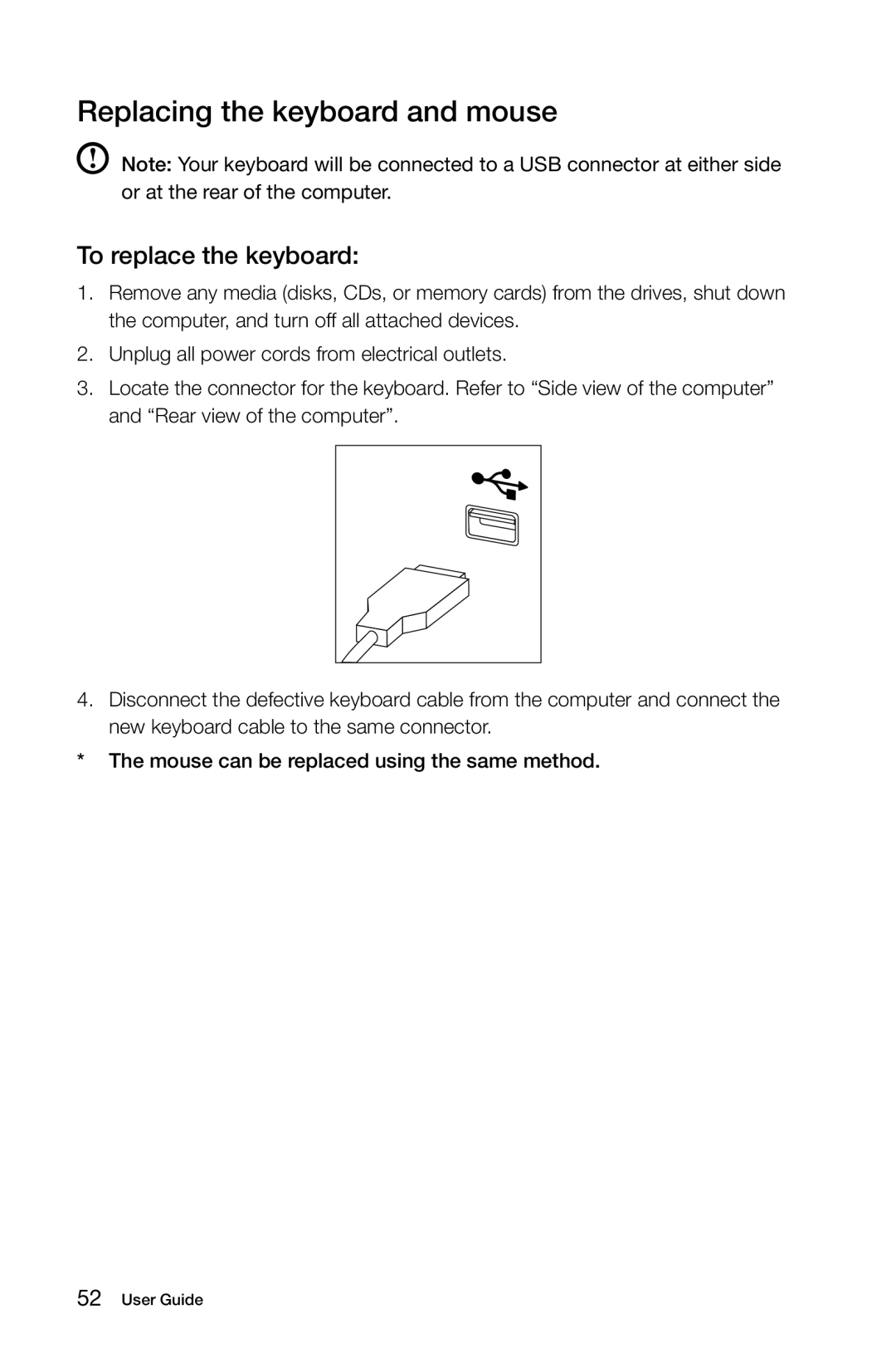 Lenovo 57315616 manual Replacing the keyboard and mouse, To replace the keyboard 