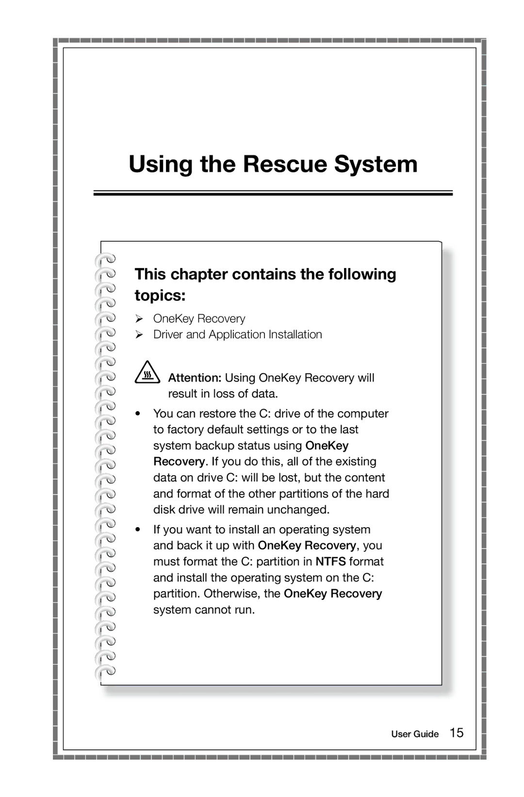 Lenovo C540, 57315617, 57312695, 57315603, C440, C445, C345 manual Using the Rescue System 