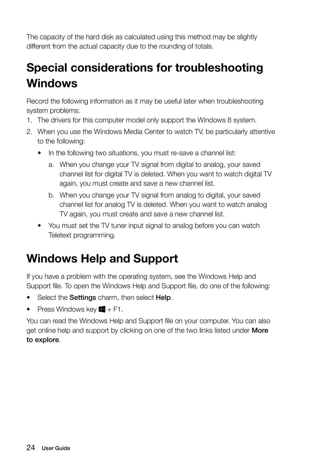 Lenovo 57312695, 57315617, 57315603, C440, C445 Special considerations for troubleshooting Windows, Windows Help and Support 