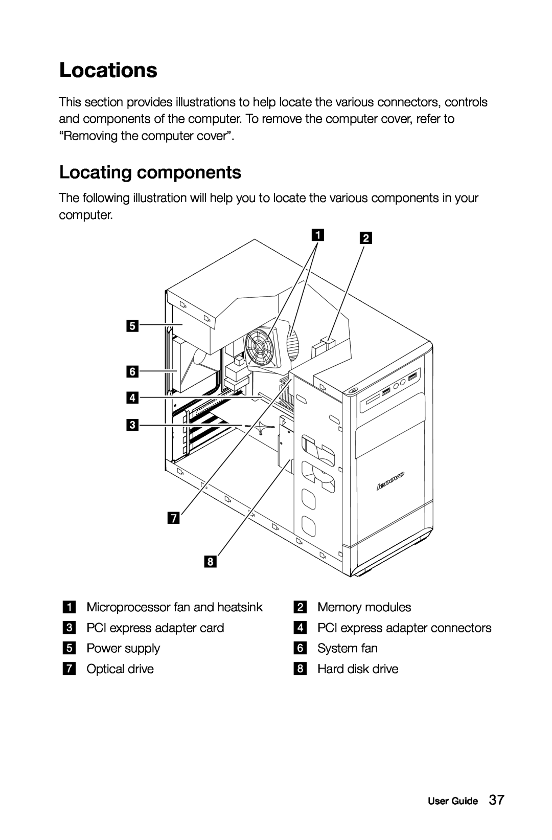 Lenovo 57321302 manual Locations, Locating components 