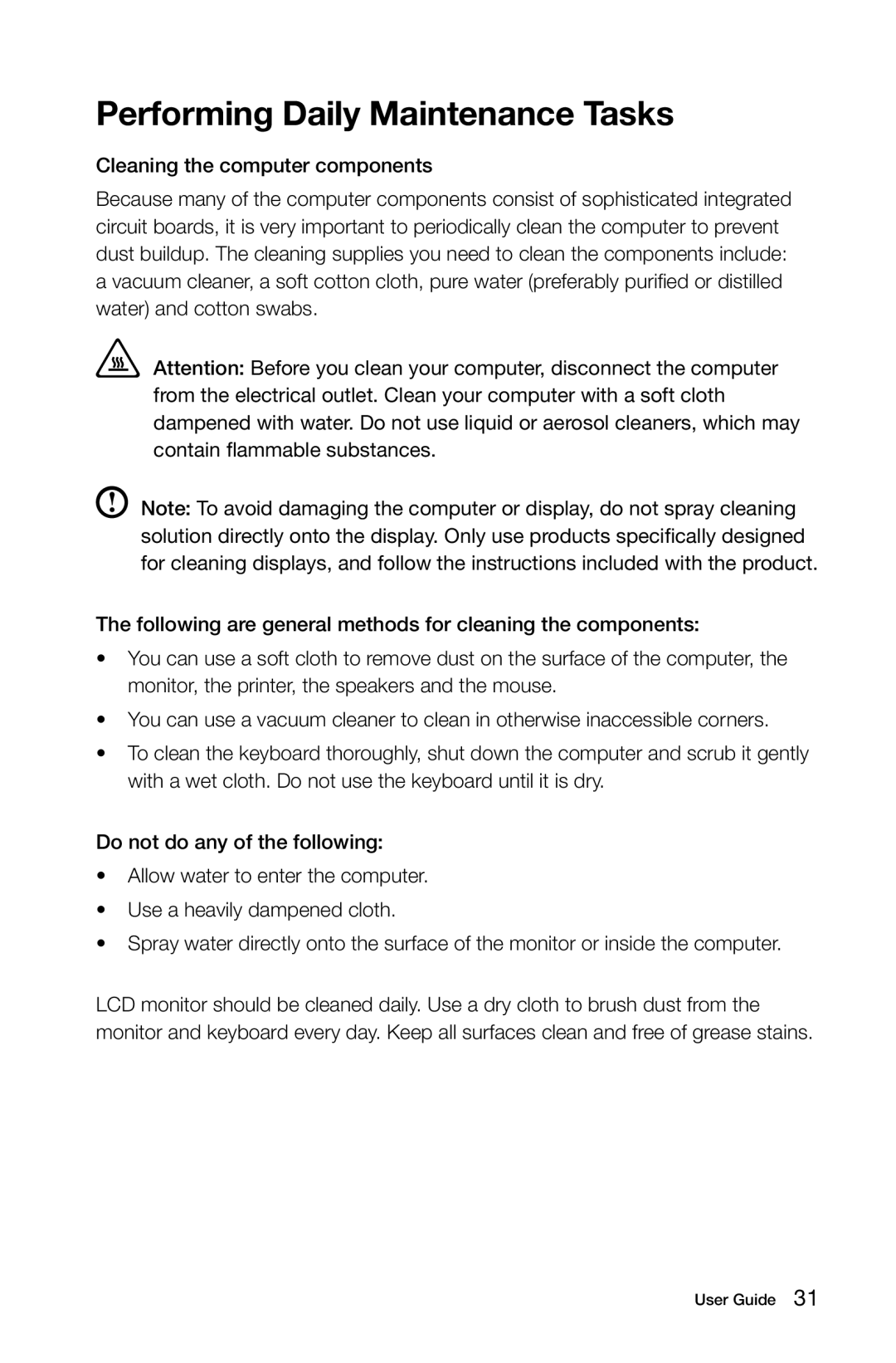 Lenovo 57321302 manual Performing Daily Maintenance Tasks 