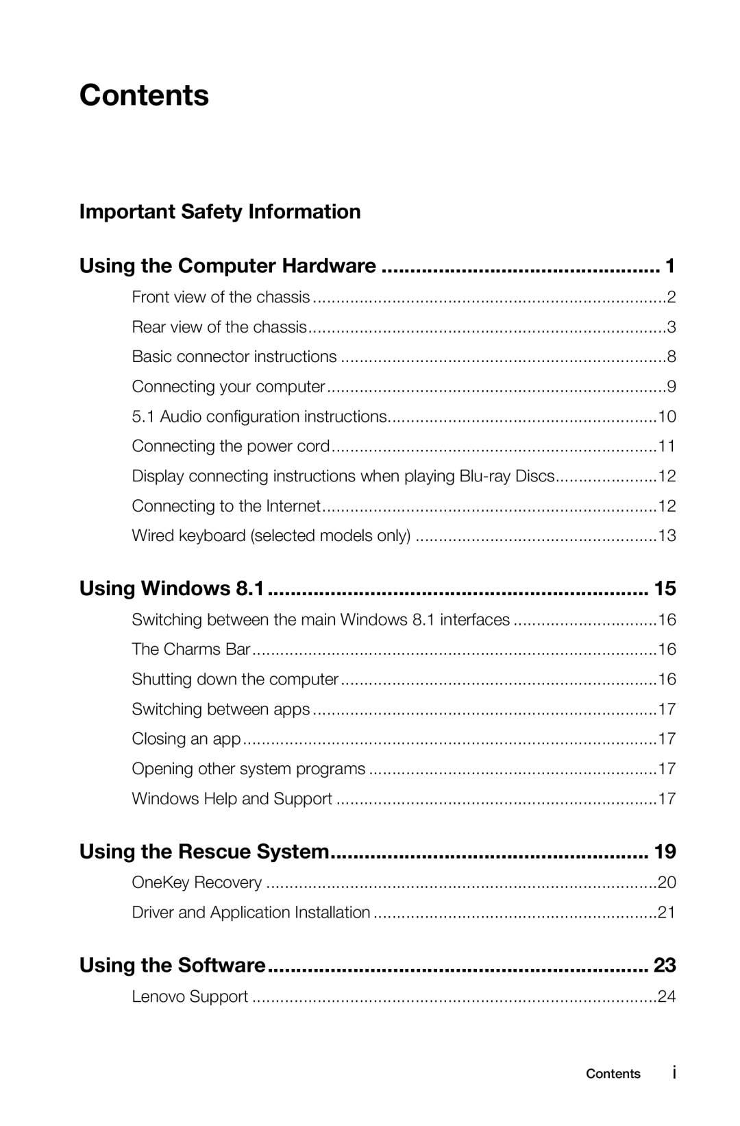 Lenovo 57321302 manual Contents 