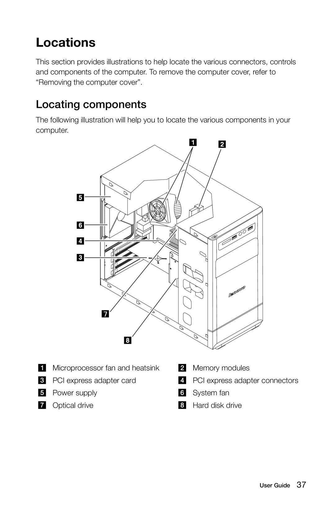 Lenovo 57321302 manual Locations, Locating components 