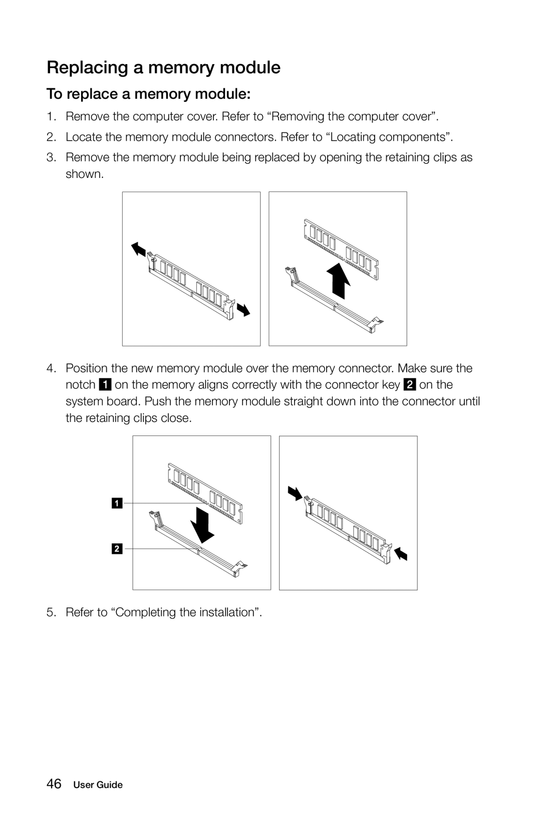 Lenovo 57321302 manual Replacing a memory module, To replace a memory module 