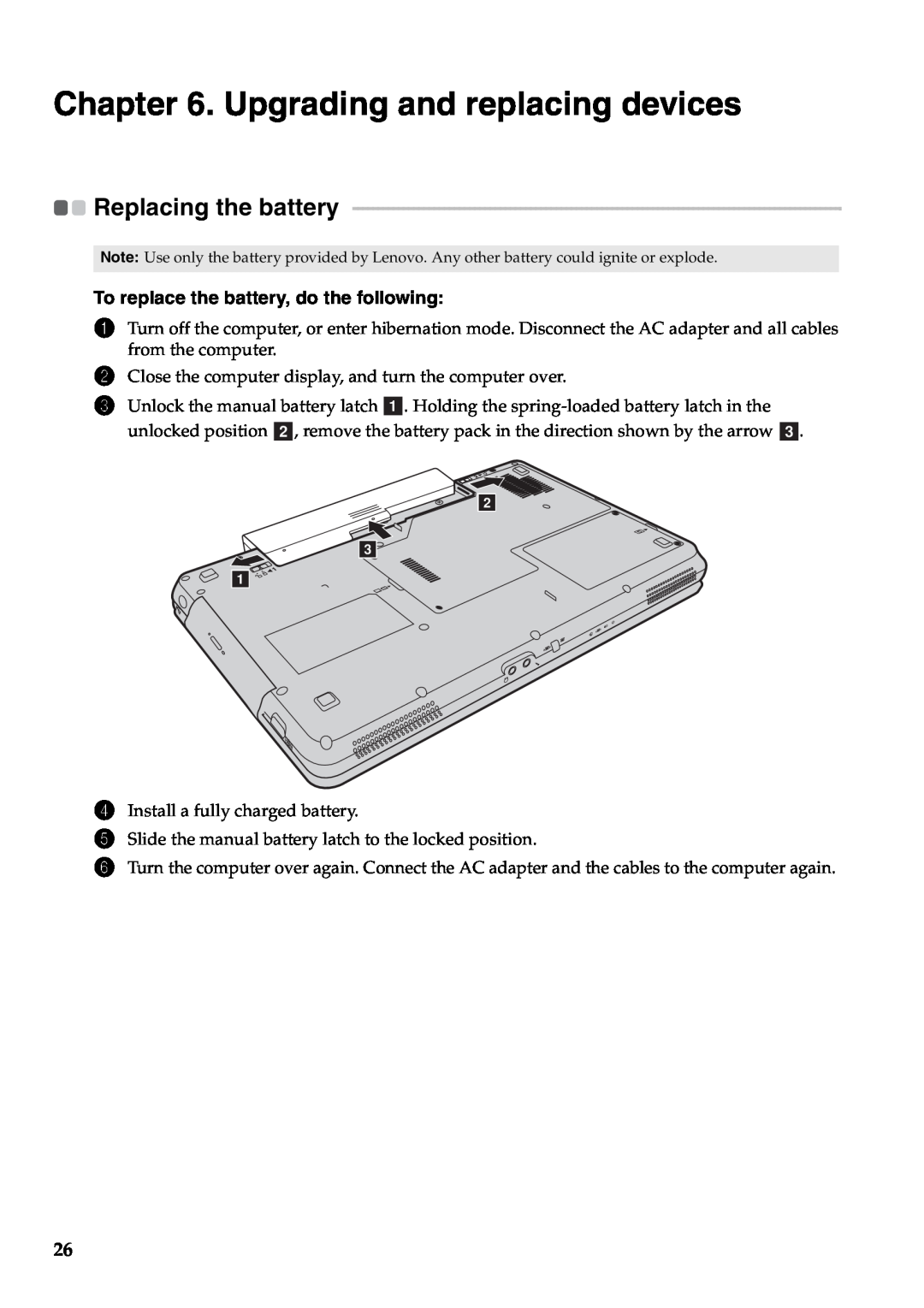 Lenovo 57323748, B550 Upgrading and replacing devices, Replacing the battery, To replace the battery, do the following 