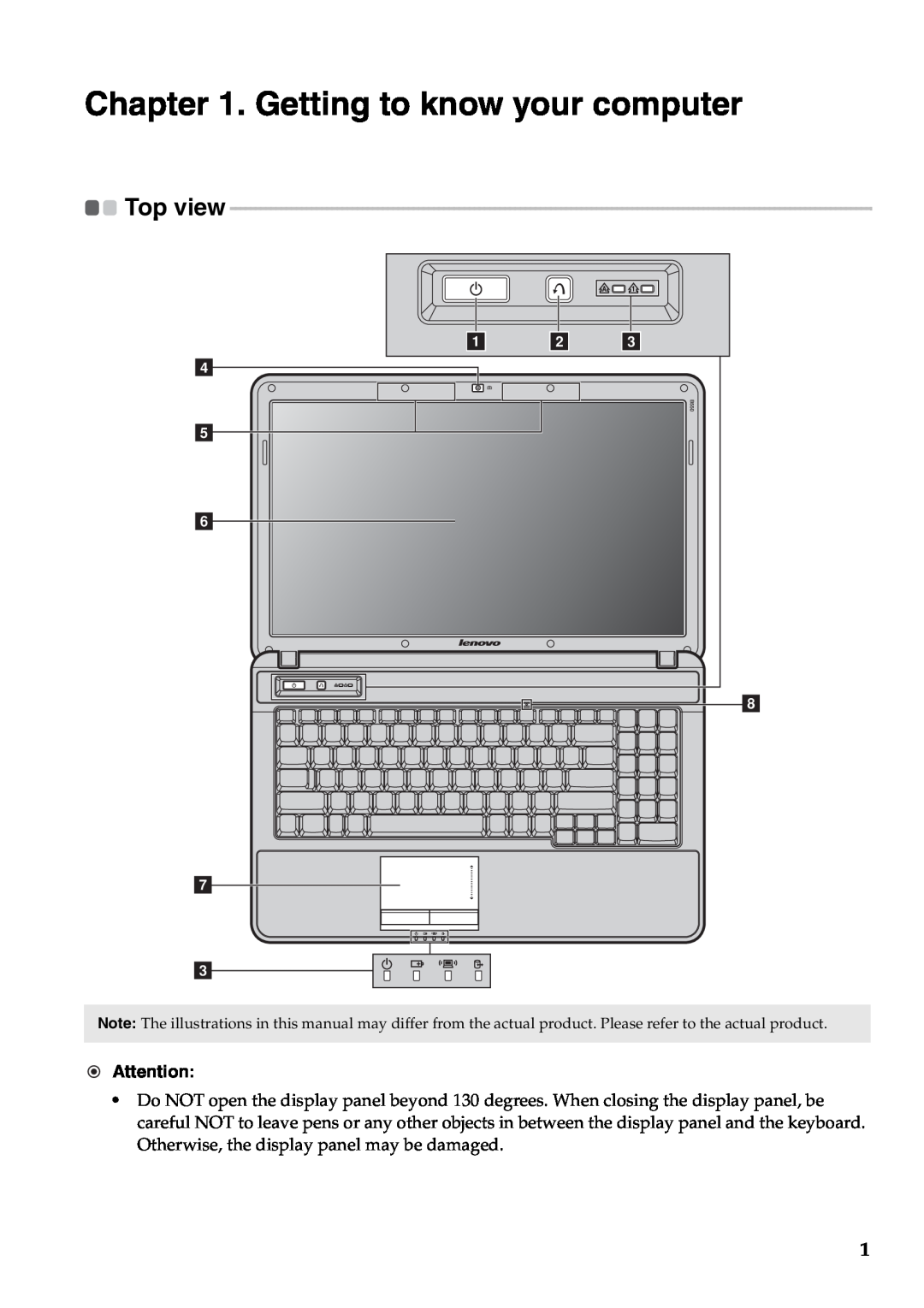 Lenovo B550, 57323748 manual Getting to know your computer, Top view 