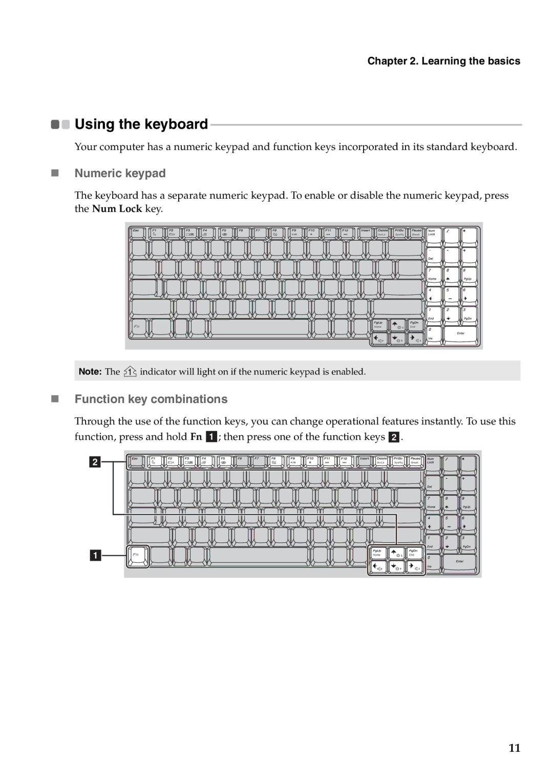 Lenovo B550, 57323748 manual „ Numeric keypad, „ Function key combinations 